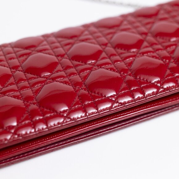Lady Dior Red Patent Cannage Clutch - Picture 8 of 11